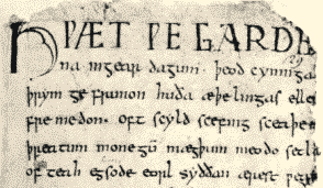 Part of Beowulf, a poem written in Old English