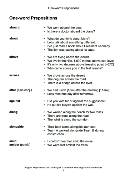 English Prepositions List - Image 5