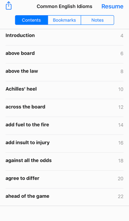 Common English Idioms Contents