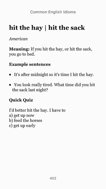 idiom: hit the hay | hit the sack