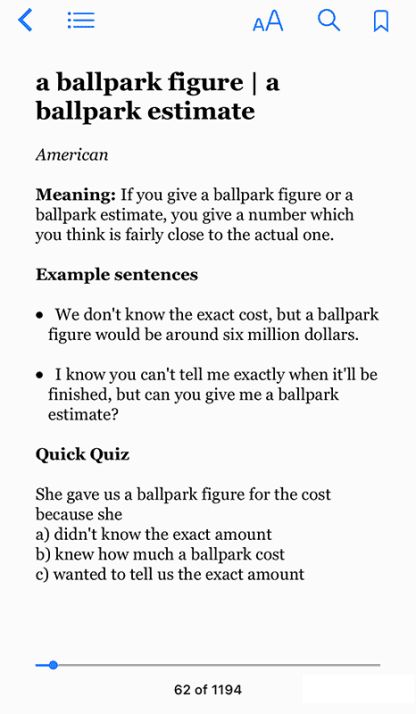 Idioms: a ballpark figure