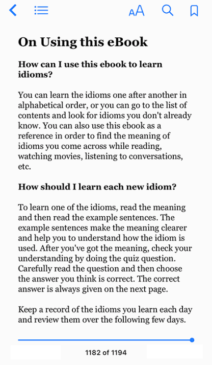 Common English Idioms: On Using this eBook